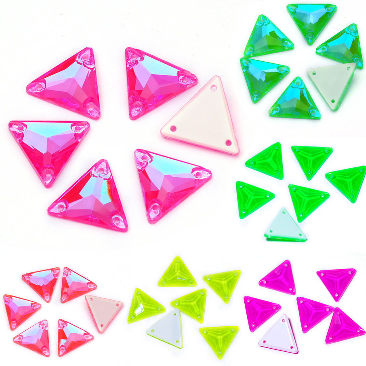 Triangle Crystal Neon Sew On Rhinestones Fluorescence Mocha Sewing accessory