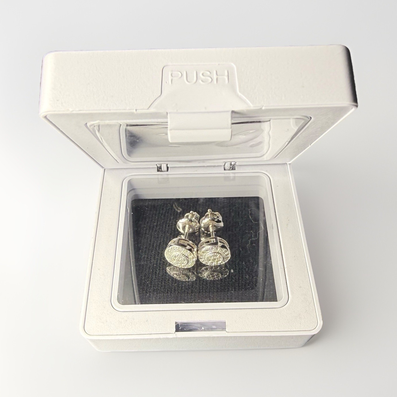 Moissanite Stud Earrings Round White/Colorless Silver Tone Butterfly Back