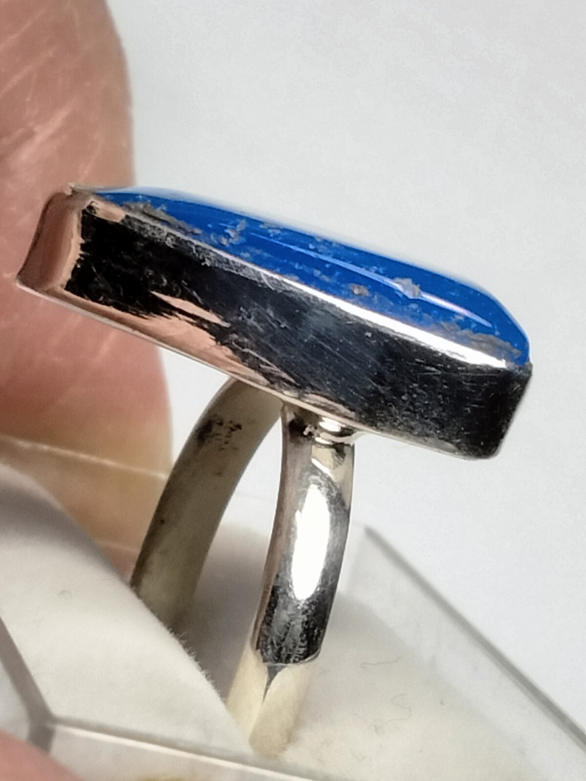LUSCIOUS SEA BLUE CHALCEDONY IN STERLING SILVER.925 RING SIZE 8.75-9.0!