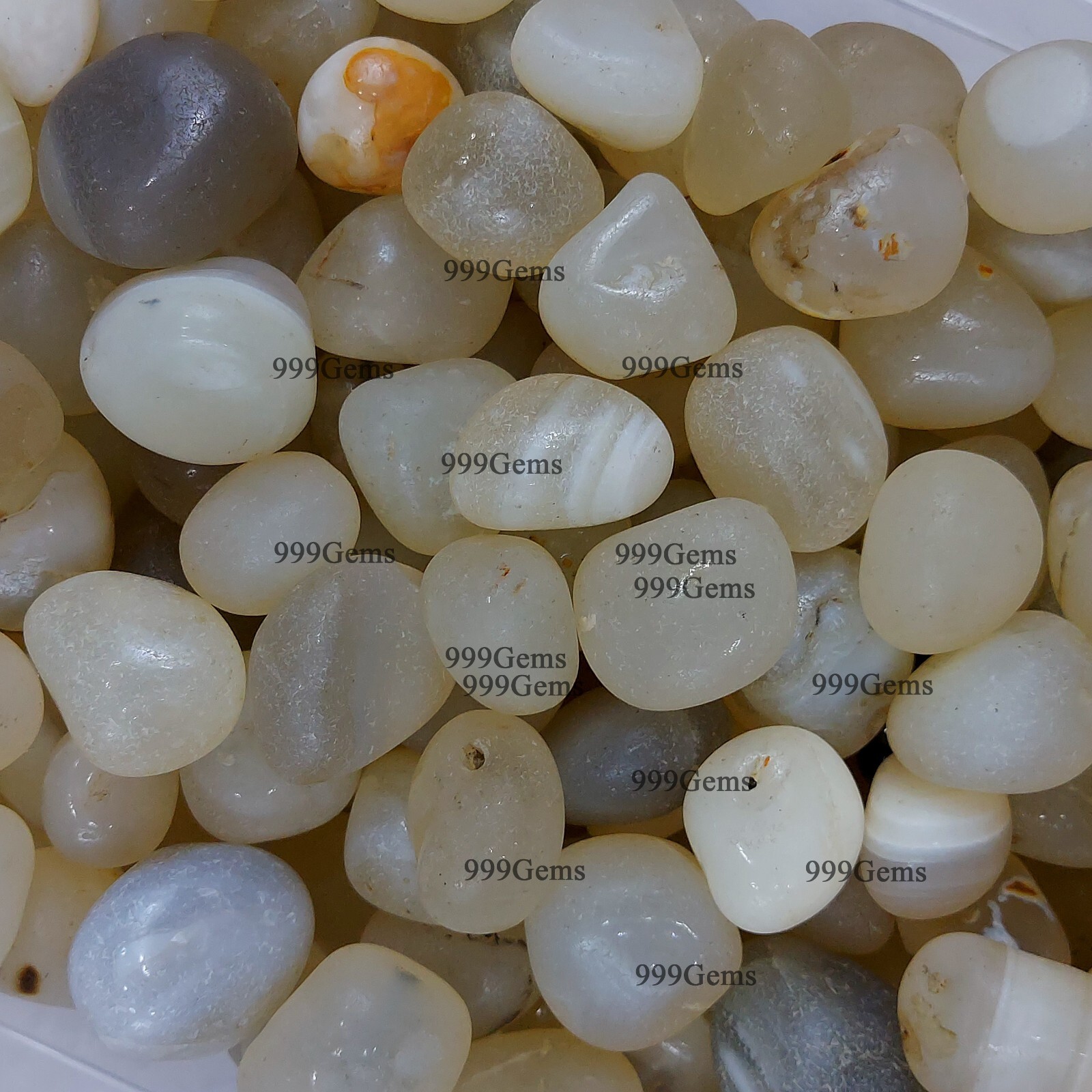 10 Pcs Natural White Grey Onyx Tumbled Random Selection Gemstone Lot 10-20 mm