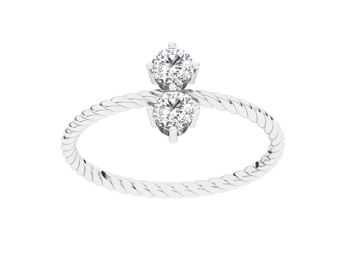SI1 G 0.50Ct Natural Diamond Forever Us Two Stone Engagement Ring 14K White Gold