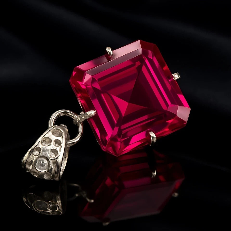 32 Ct Certified Natural Flawless Pink Sapphire 925 Silver Pendant Loose Gemstone