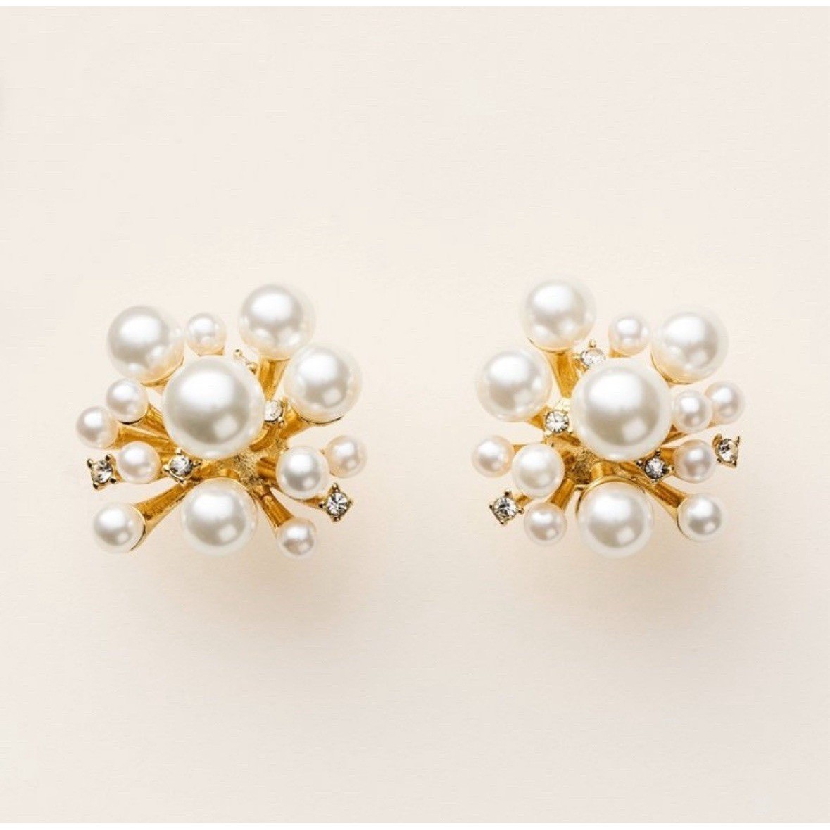 Kate Spade Pearl Cluster Stud Classic Luxury Earrings White/Gold NIB