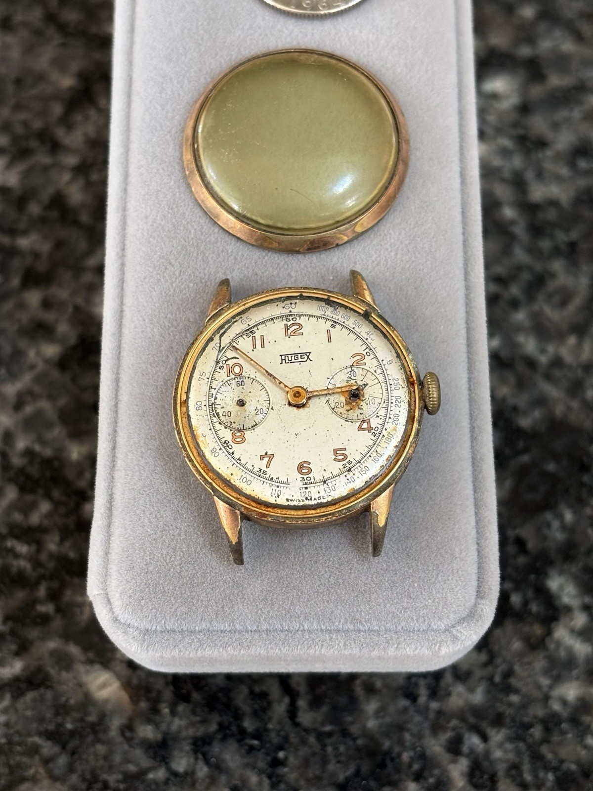 Vintage Hugex Chronograph Valjoux Swiss 17J Men’s Watch – For Restoration Repair