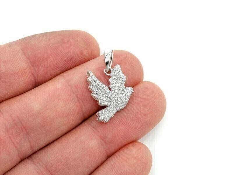 Round Cut Simulated Diamond Women’s Stunning Bird Pendant 14k White Gold Plated