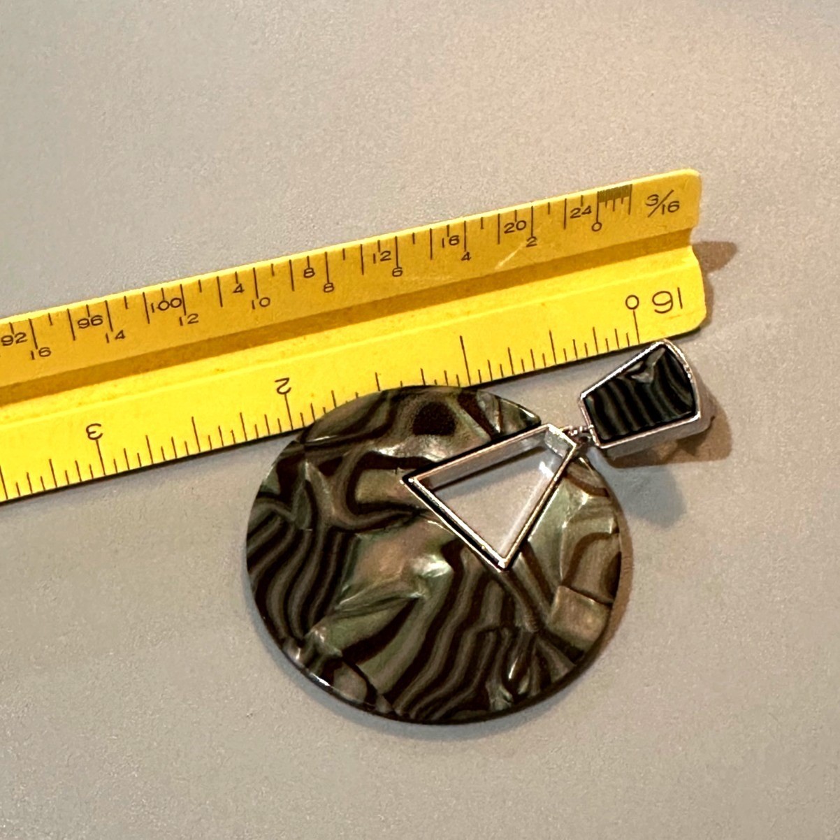 Geometric Statement Earrings Marbled Acrylic Discs Silver Tone Accent Triangle C