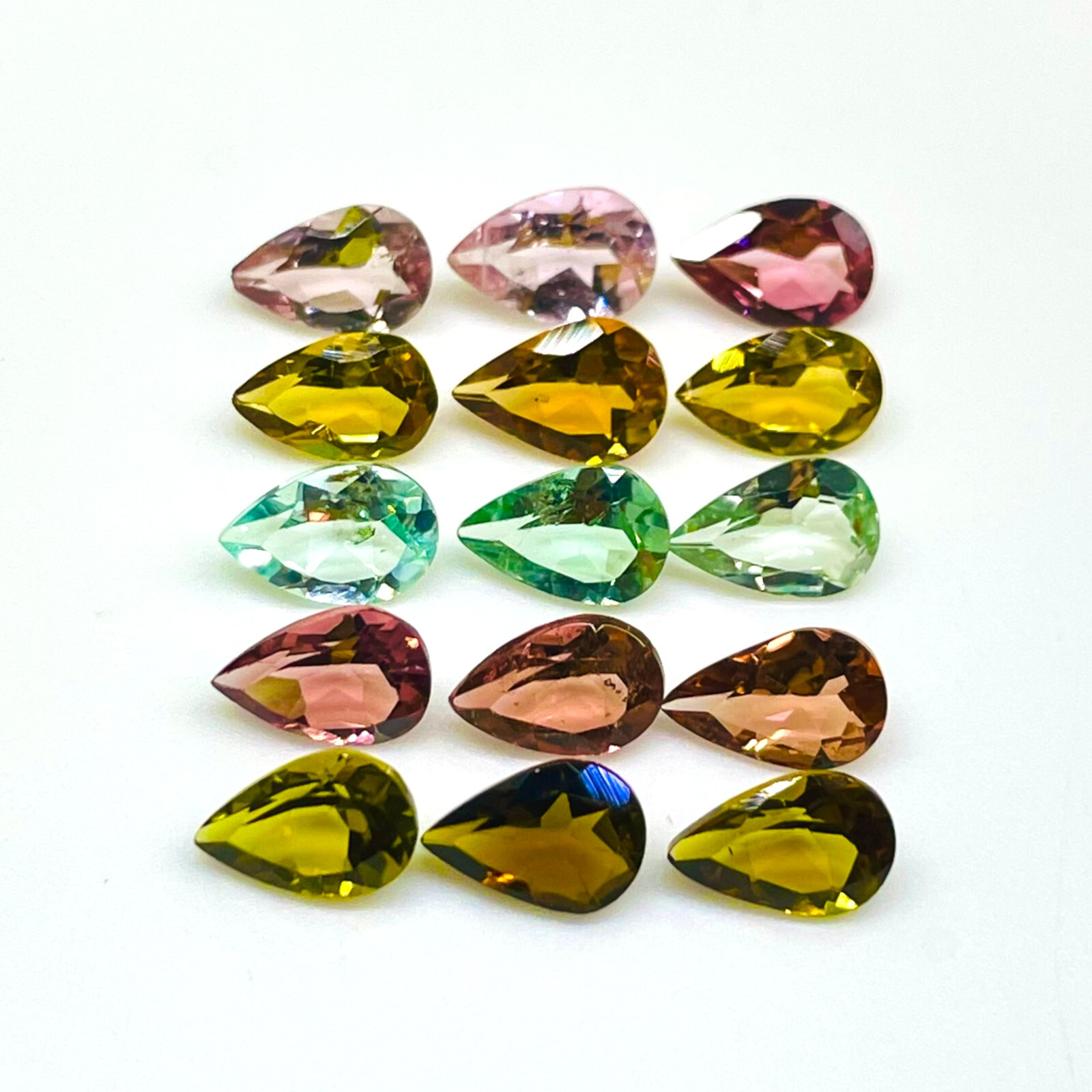 VVS 15 Pcs Natural Multi Tourmaline 6x4mm Pear Cut Top Quality Loose Gemstones