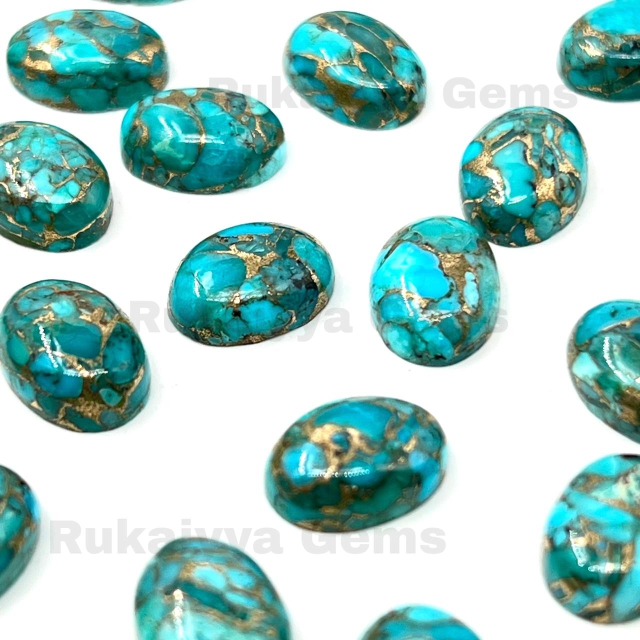 [WHOLESALE] BLUE COPPER TURQUOISE CABOCHON OVAL SHAPE LOOSE GEMSTONE