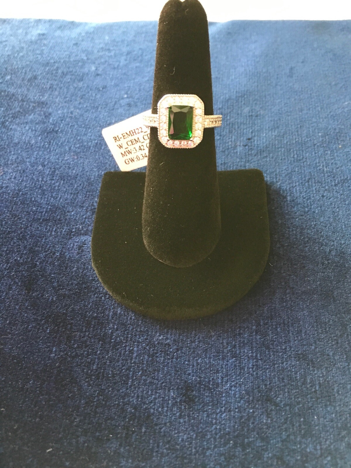1-4/5CTW Created Emerald & 1/3CTW Created Diamond 925 Sterling Silver Ring, 7