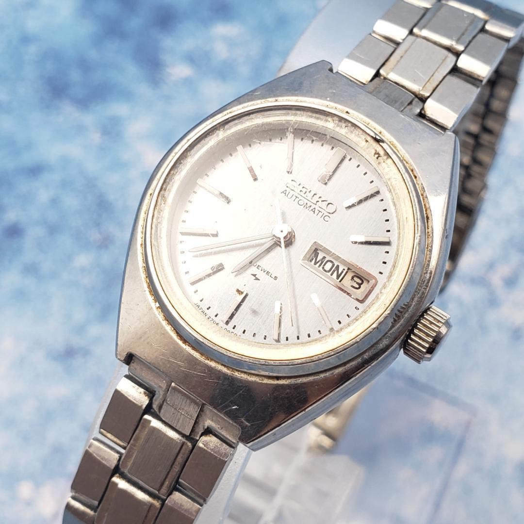 [Working Condition] SEIKO Ladies’ 23 Jewels Automatic Watch 2206-0230 Gray