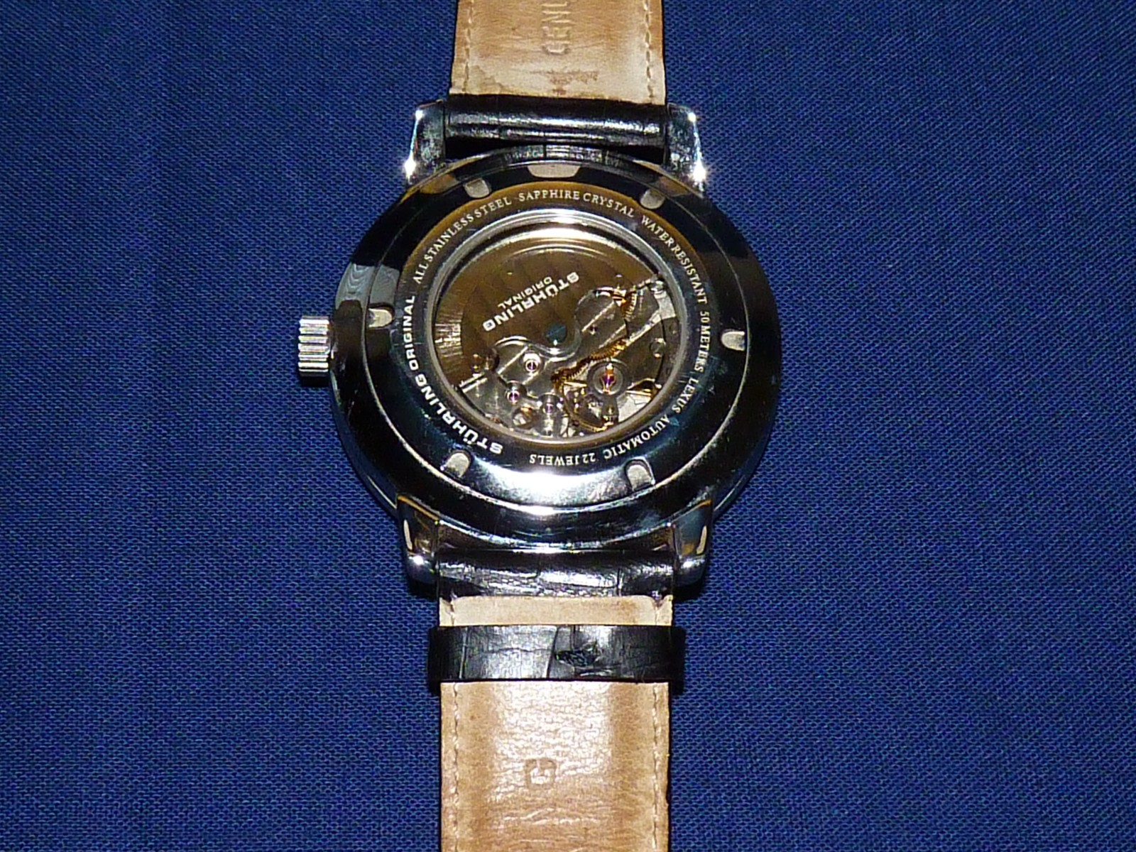 Stuhrling Original Lexus 44mm Day & Date, Charcoal Gray Dial, Black Strap, VG