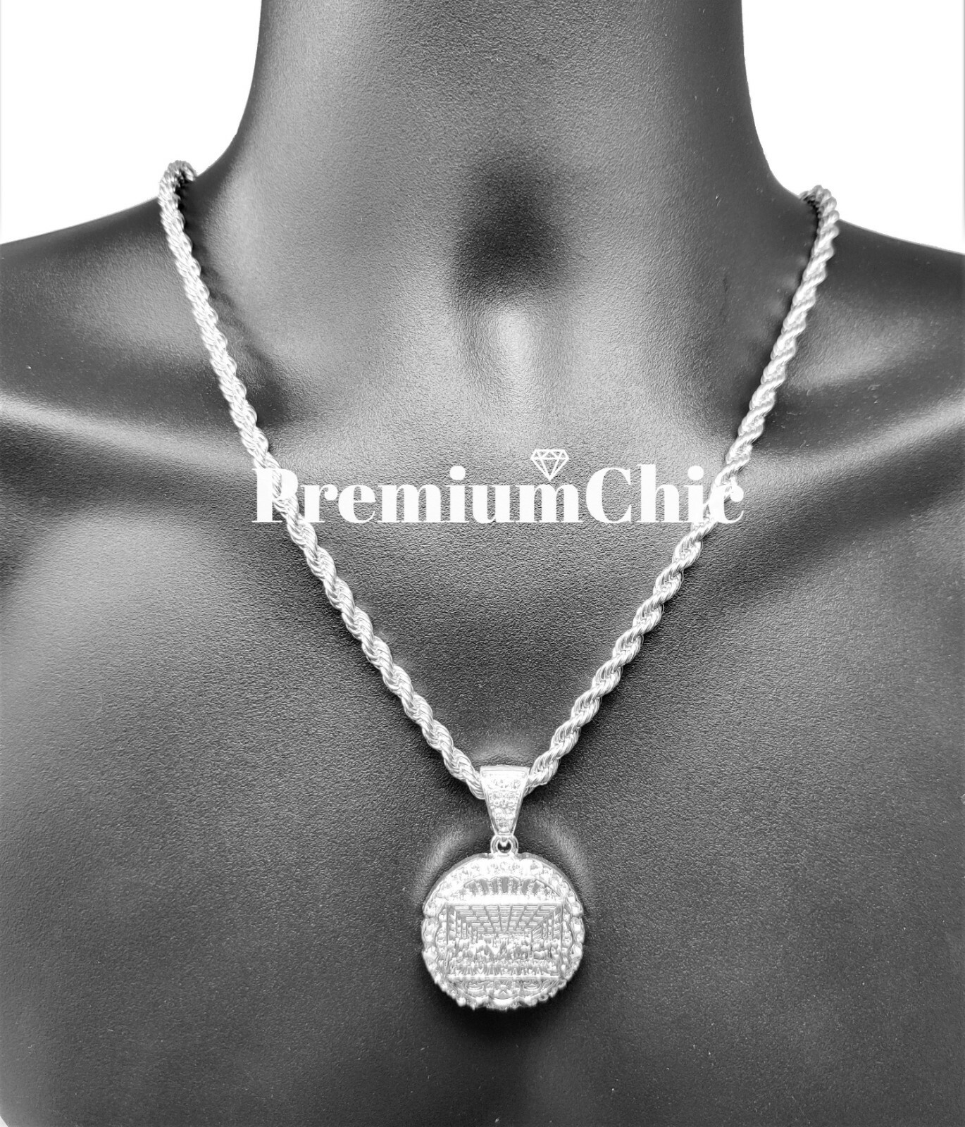 ICED Last Supper Pendant and Rope Chain Necklace Hip Hop Gold Plated CZ Jewelry