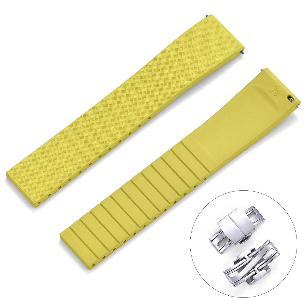CTS FKM Rubber Watch Strap 18mm 19mm 20mm 22mm Cut To Size Butterfly Buckle