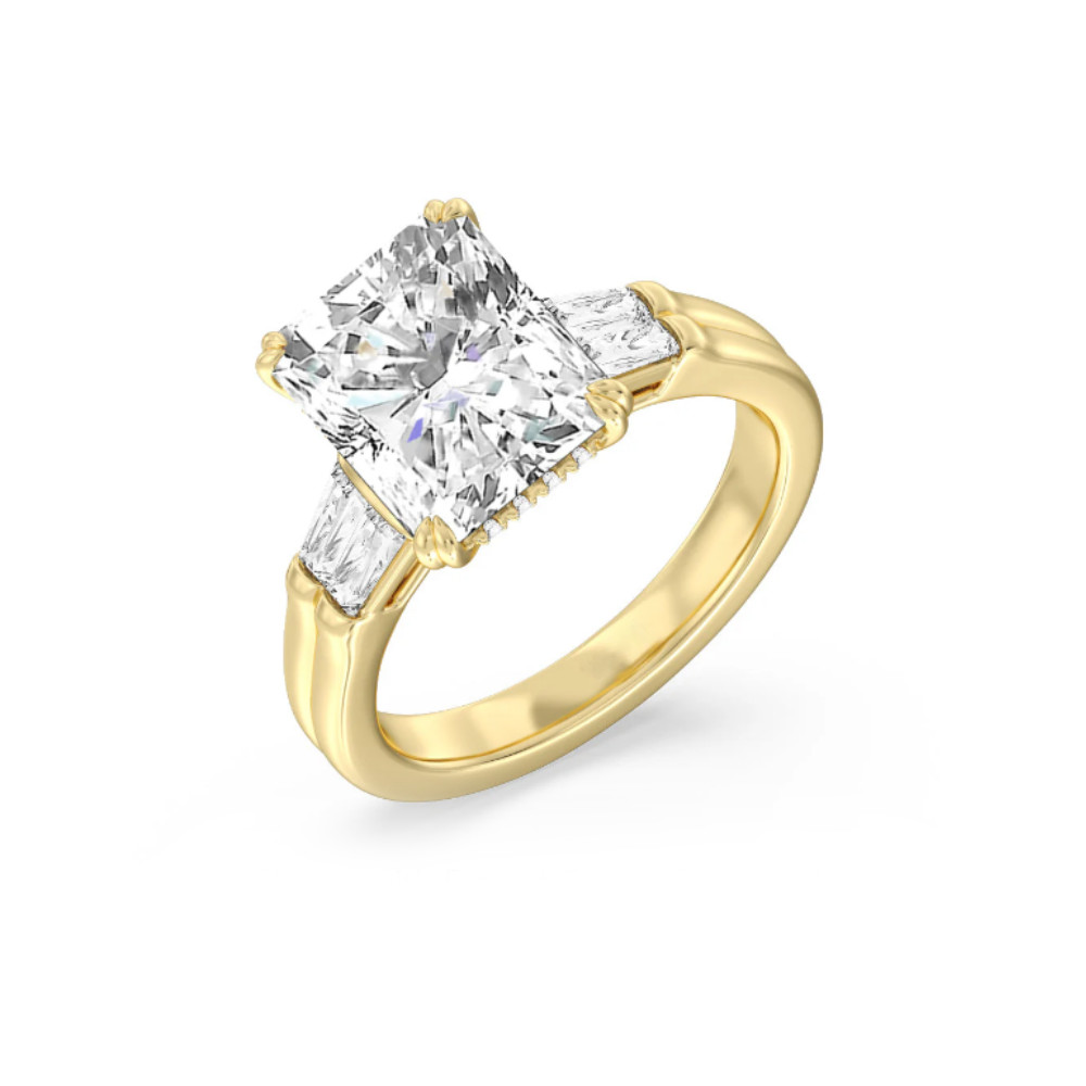 Diamond Wedding Ring IGI Certified Lab Grown 4.80 Ct Radiant Cut 14K Yellow Gold