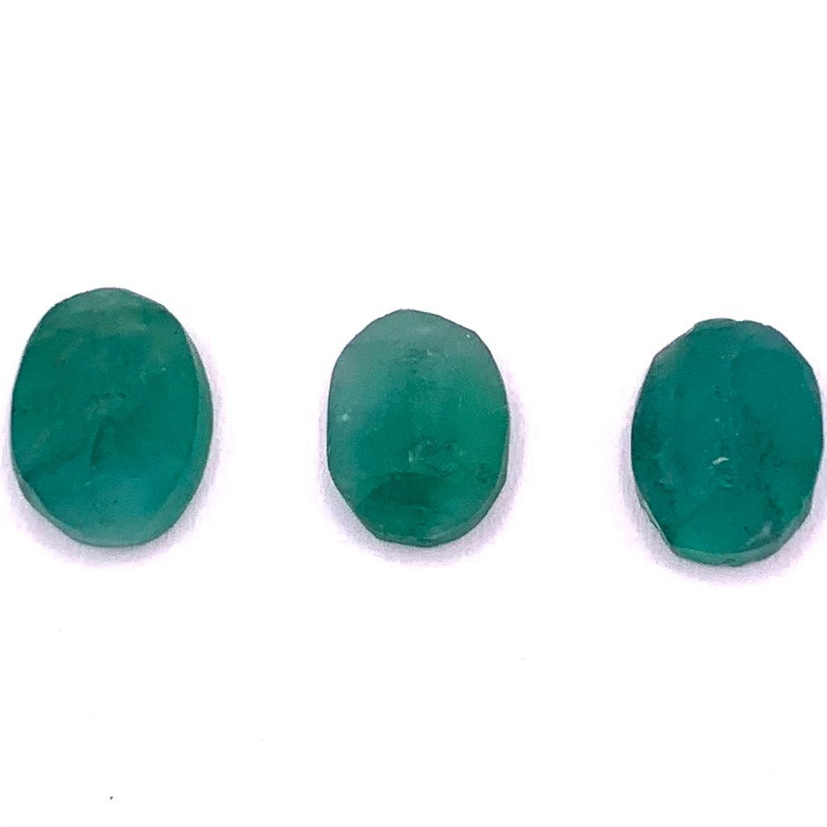 Natural Emerald Set of 3 – 6.35 Ct Green Rough Preform 6.90×8.80 mm Brazil N005