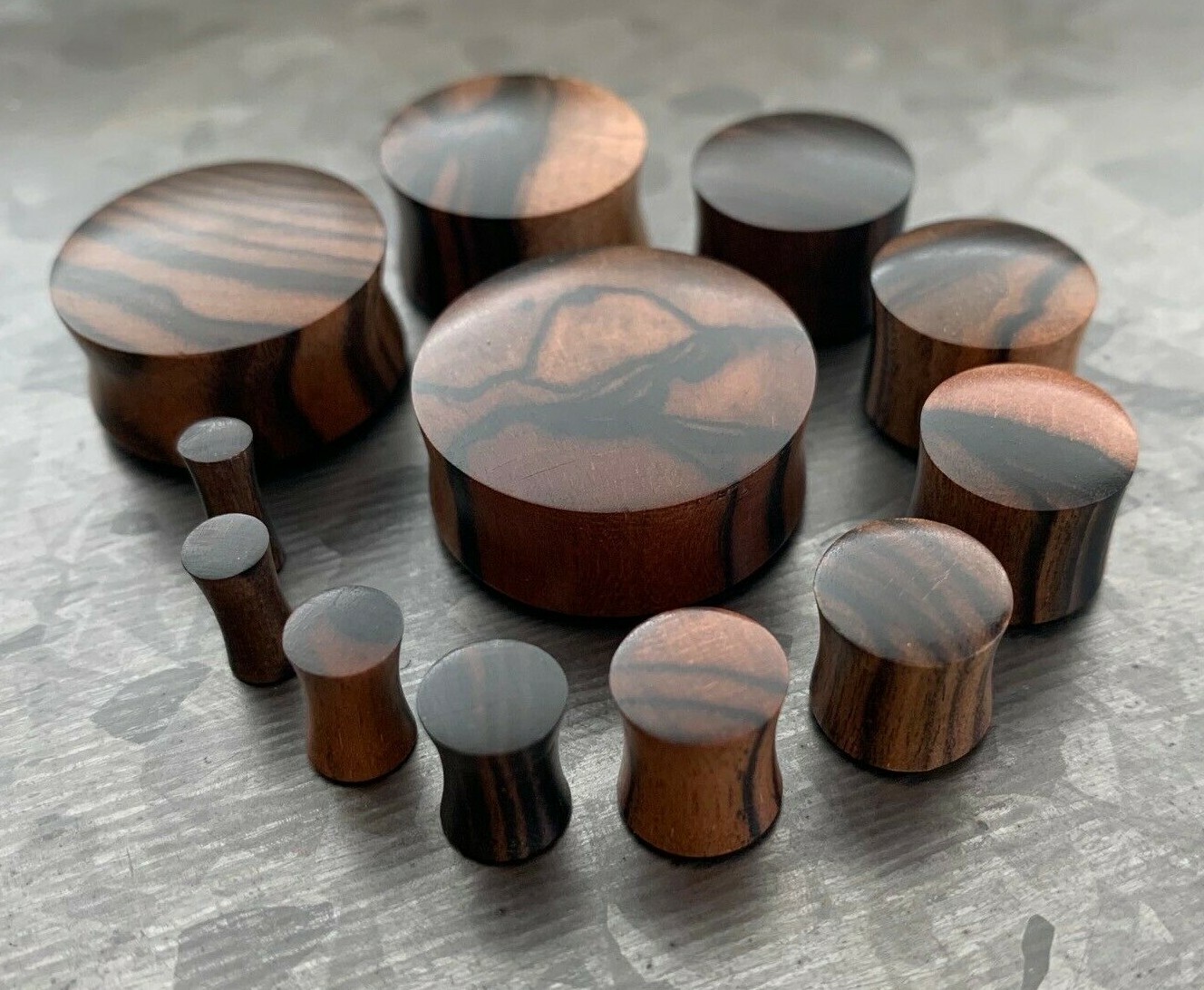 PAIR Ebony Wood Plugs Convex Saddle Double Flare Organic Tunnels Earlets Gauges