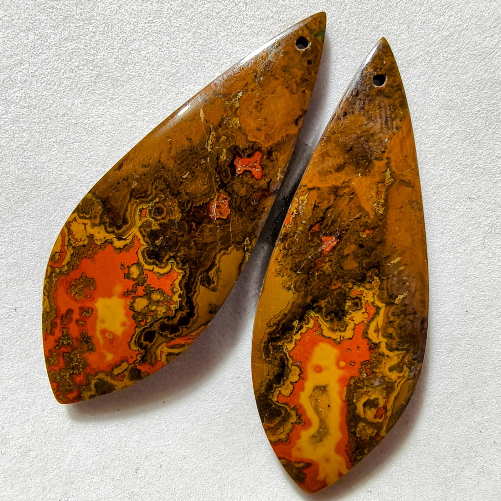 78 Cts Natural Seam Agate Drilled Match Pair Cabochon Gemstone 51.8 X 19.2 MM
