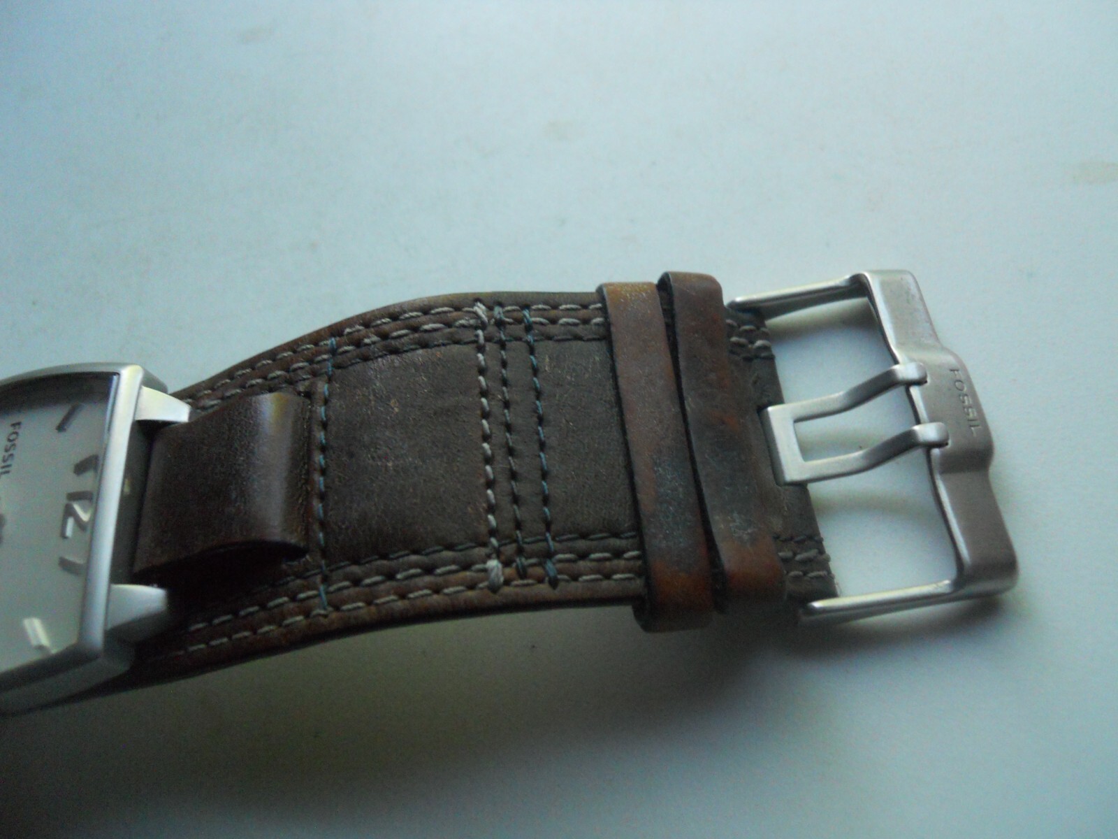 Fossil men’s wide brown leather.quartz,battery,water-resist & Analog dress watch