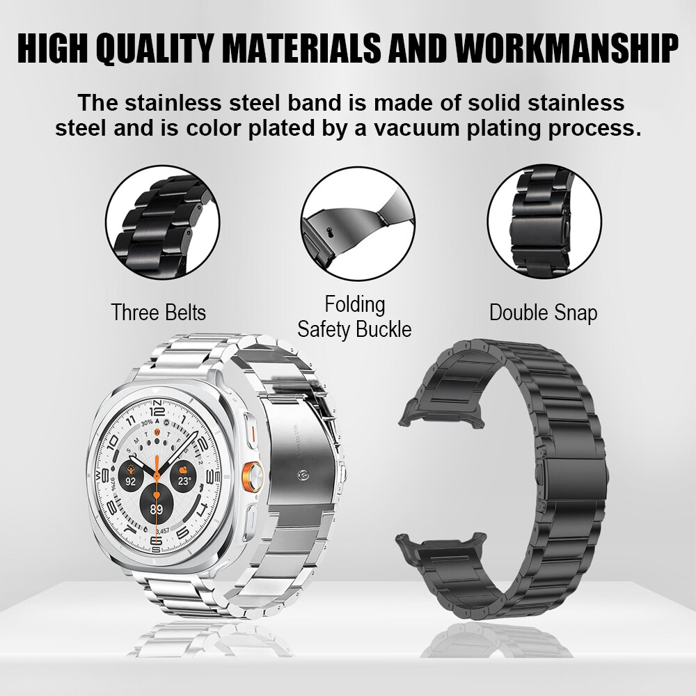 For Samsung Galaxy Watch 7 Ultra 47mm Hard Cover Case + Steel Metal Band Strap