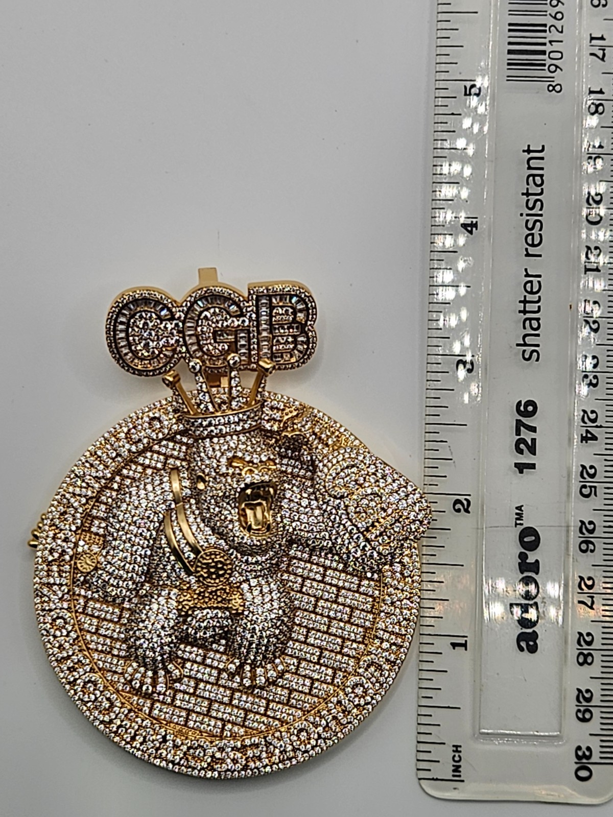 .925 Sterling Silver Gold Plated CGB Gorilla Pendant 127g 13mm Bail