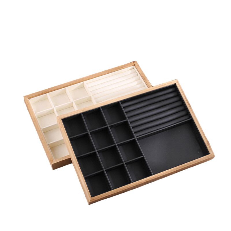 Bamboo Jewelry Display Tray Necklace Bracelet Ring Earring Organizer Showcase