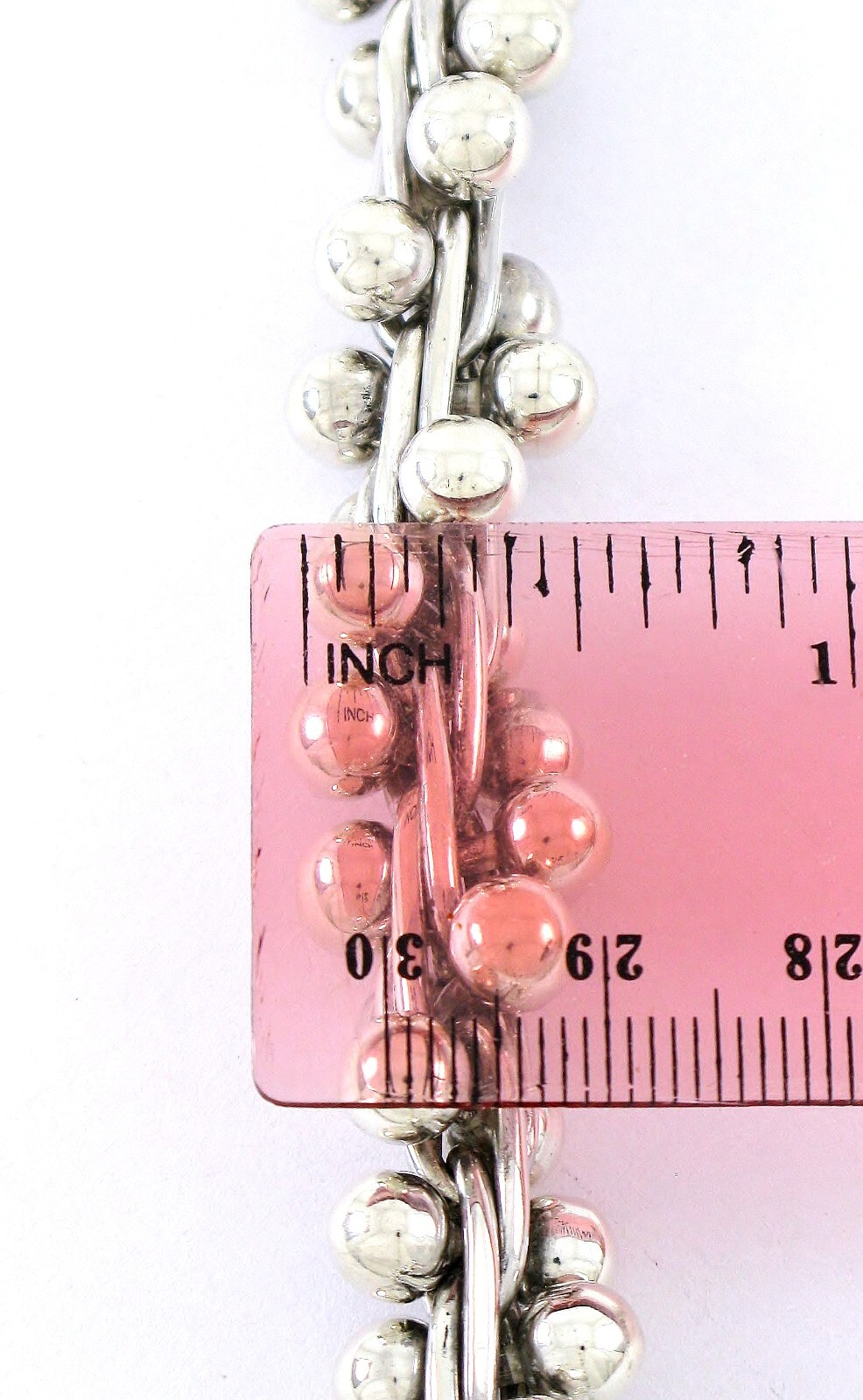 Solid Sterling Silver 925 DNA Beaded Toggle Bracelet 73g