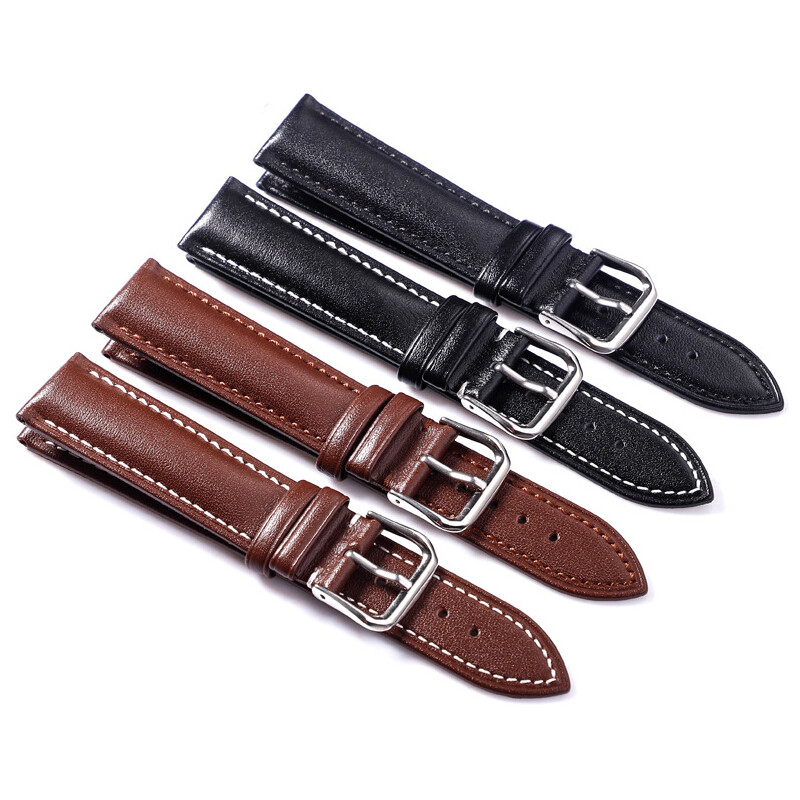 Watch Band Calf Genuine Leather Watch Strap Belt Wristwatch Band Brown 16-24mm