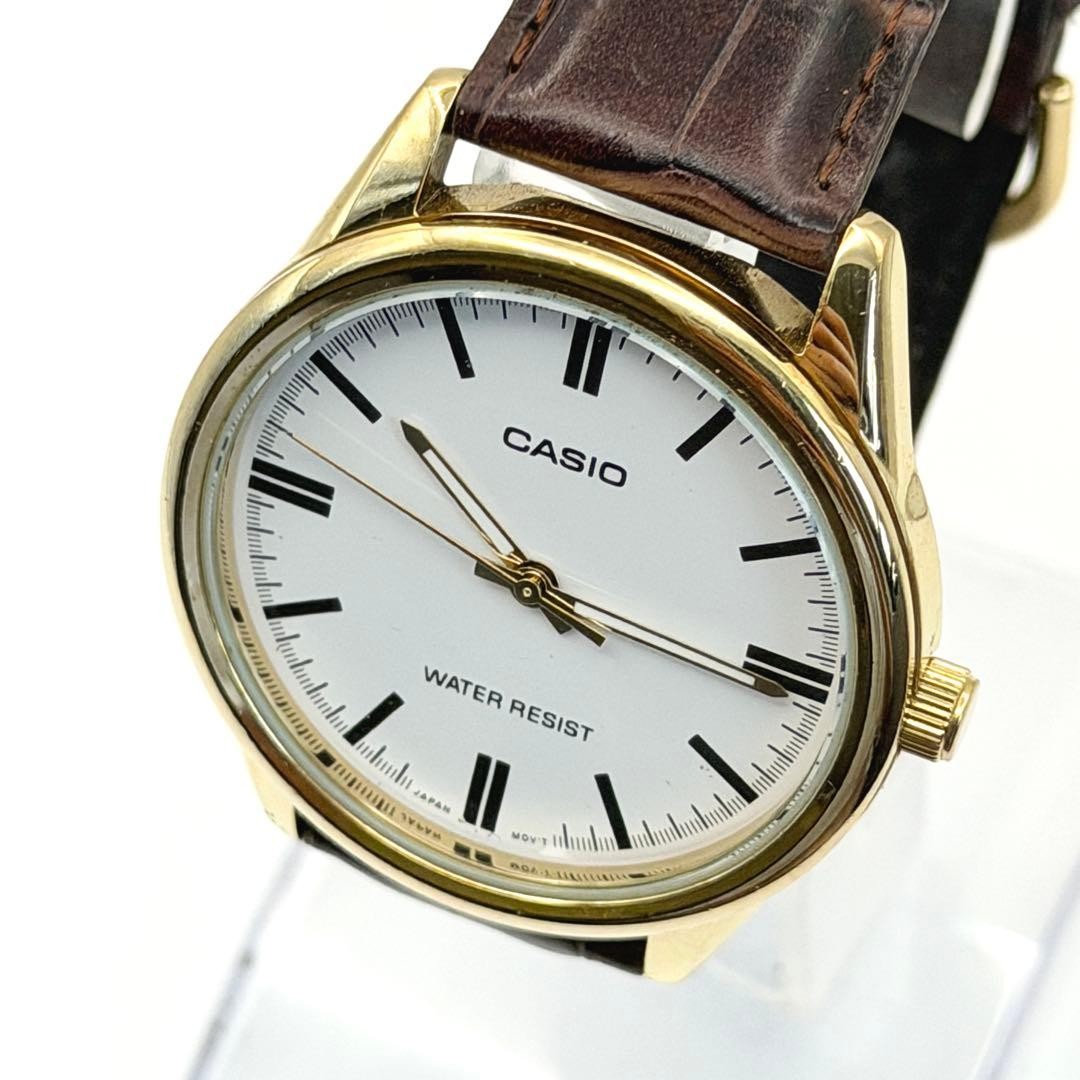 CASIO MTP-V005 Quartz Watch, Gold with White Dial