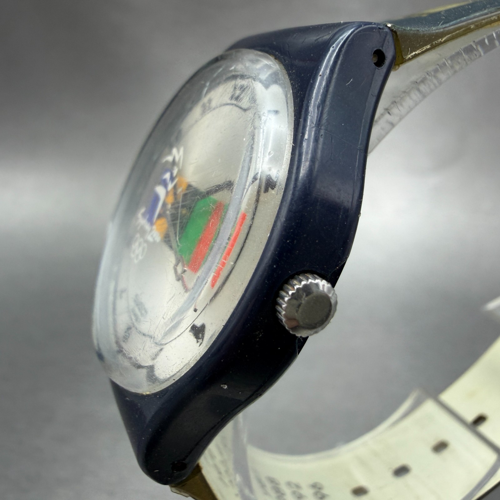 Swatch Olympics Sydney 2000 Watch Mne Silver Dial Blue Tone Round New Battery