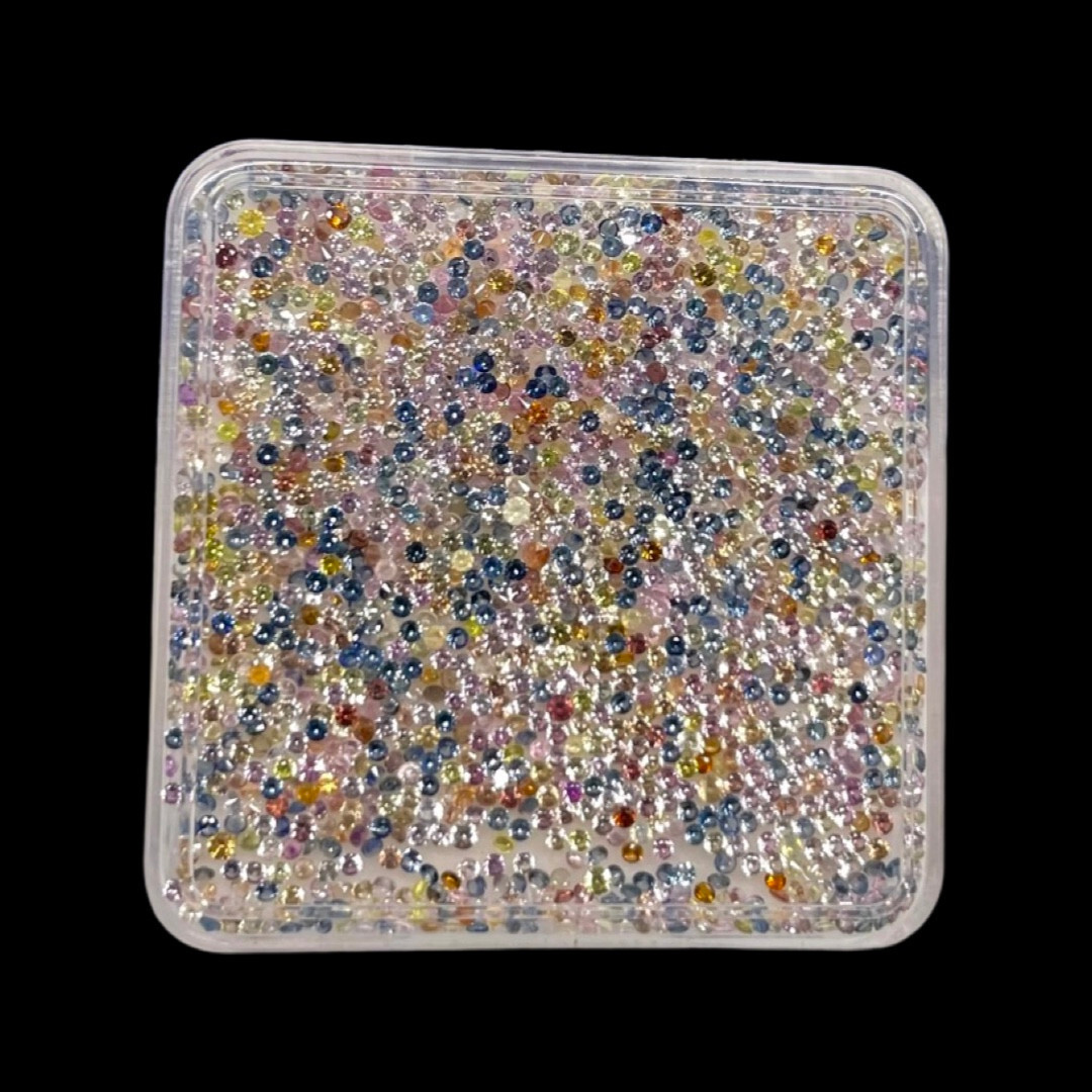 500 Pcs Natural Multi Sapphire 0.9mm-1mm Round Diamond Cut Loose Gemstones Lot