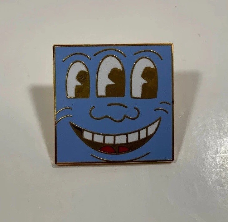 Vintage 1980s KEITH HARING “3-Eyed Face” Enamel Lapel Pin