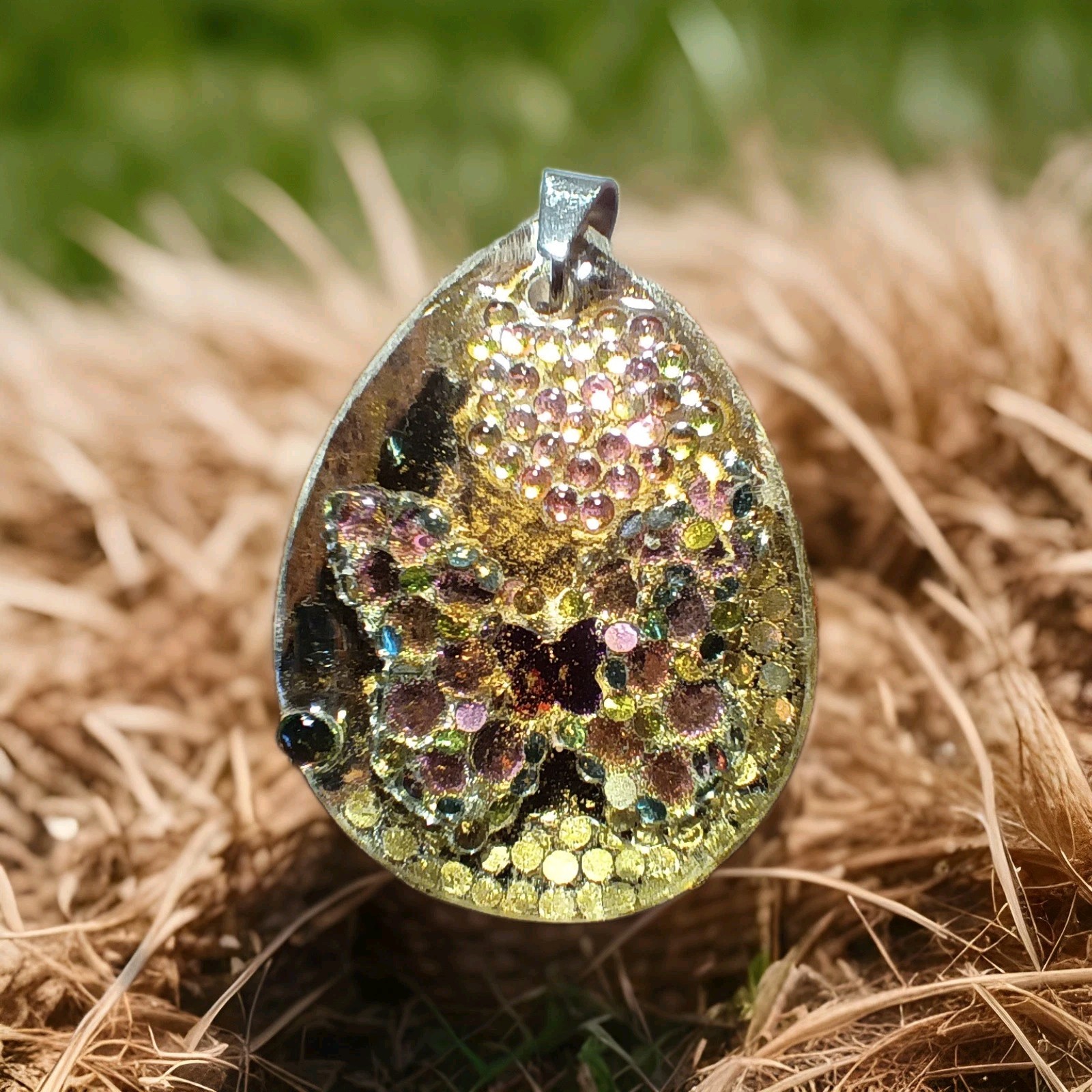 Crystal Butterfly Pendant Necklace, Reversible The Budget Friendly Perfect Gift!