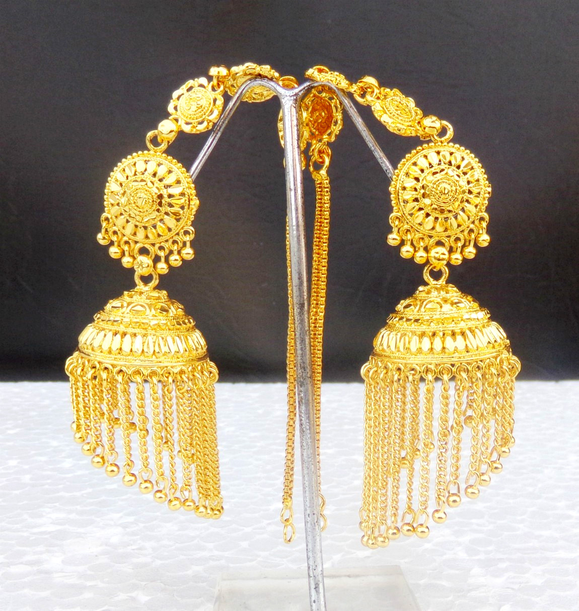 Bollywood south India gold plated Big Jhumki For Girls and Women Earrings Set