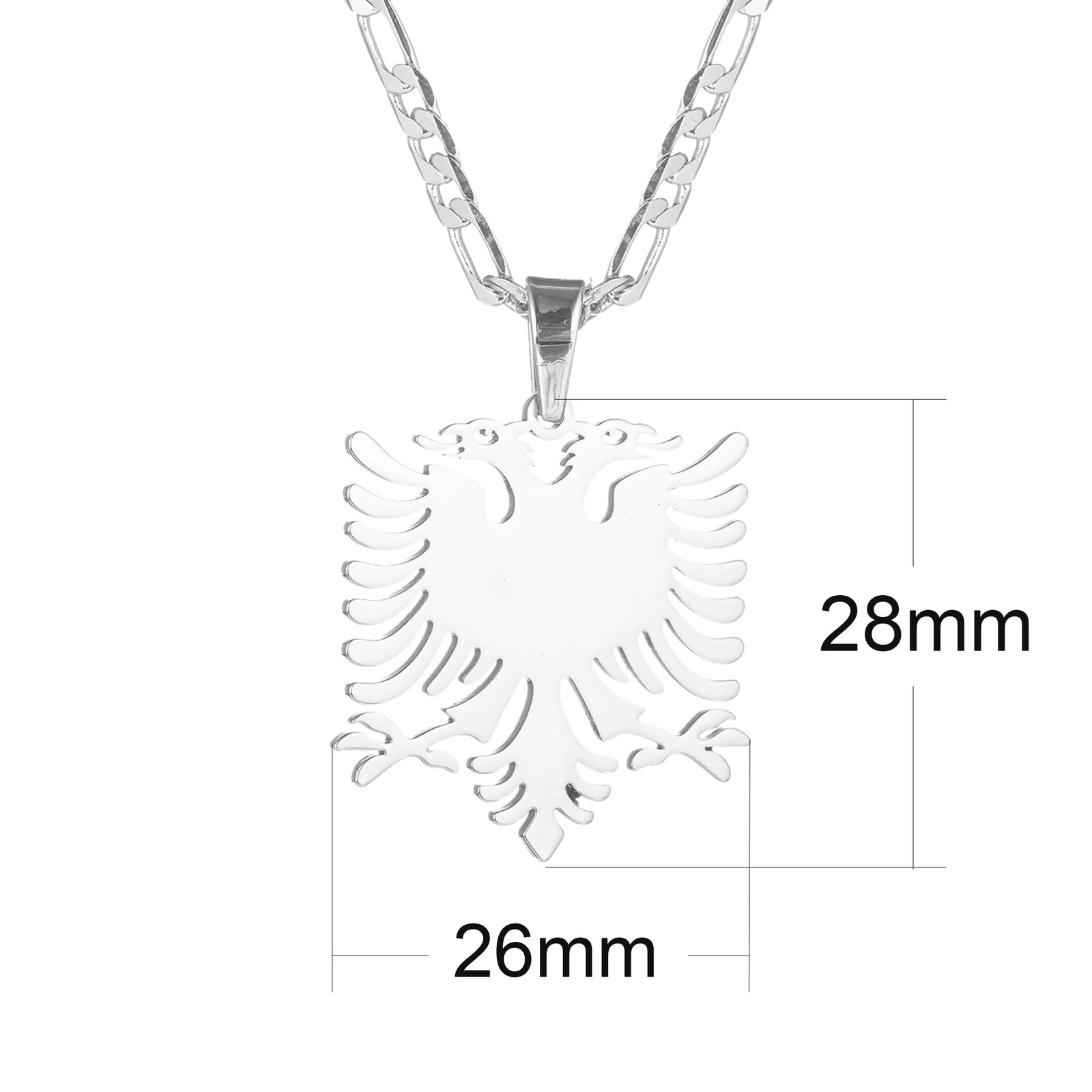 18K Gold Plated Albania Eagle Pendant Necklace for Men Polishing Stainless St…