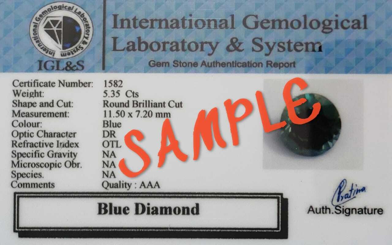 5 Ct Blue Treated Diamond Pendant In 925 Sterling Silver With Rose Gold Finish !