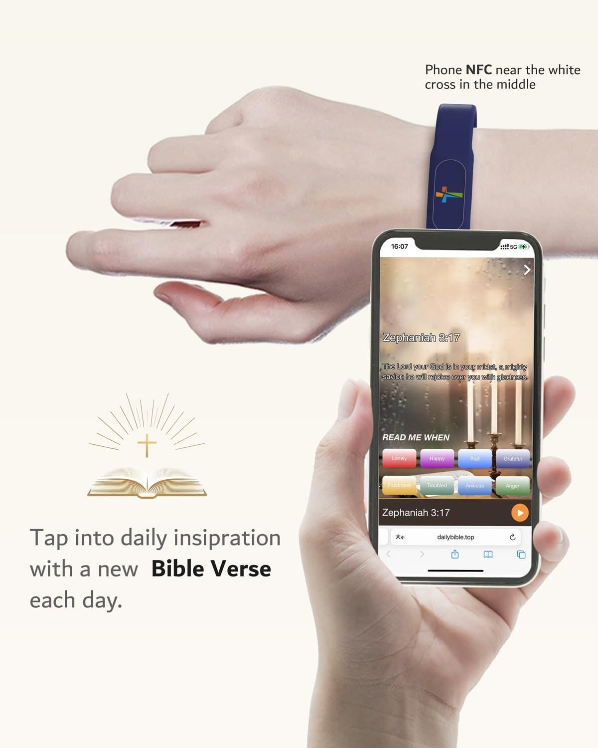 Bible Verse Bracelets – Silicone NFC-Enabled Faith Bracelet for Women & Men, …