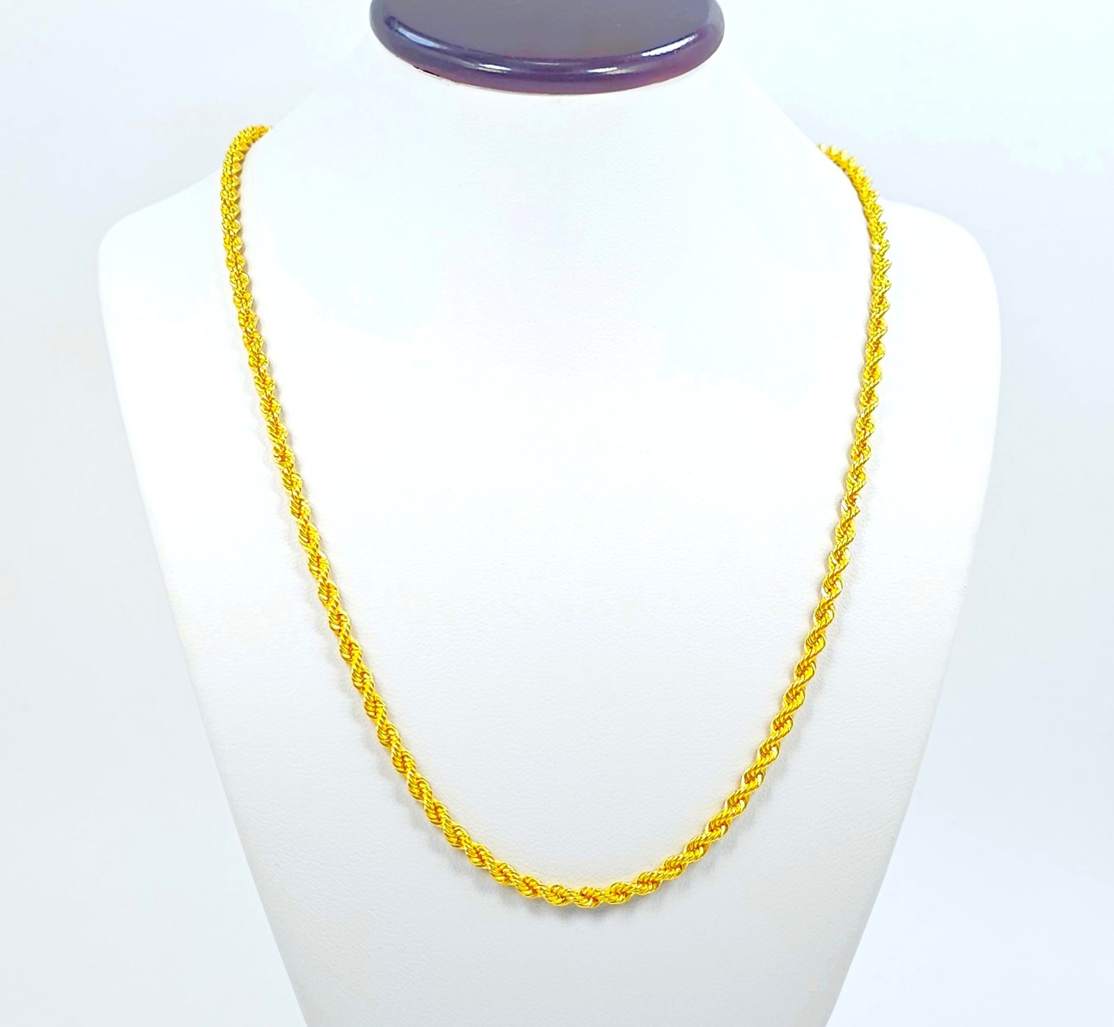 22K Gold Rope Chain Necklace 19.75 in 2.7 mm Hollow Genuine Hallmarked 916