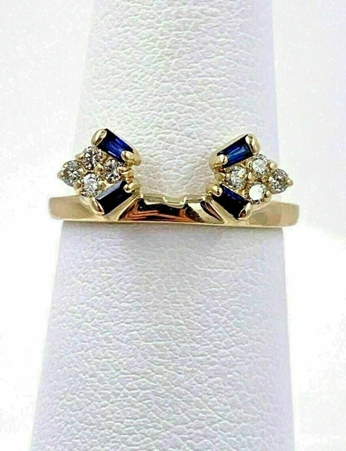 Womens Enhancer Guard Ring 0.98ct Lab Created Sapphire & Diamond Gold Plated
