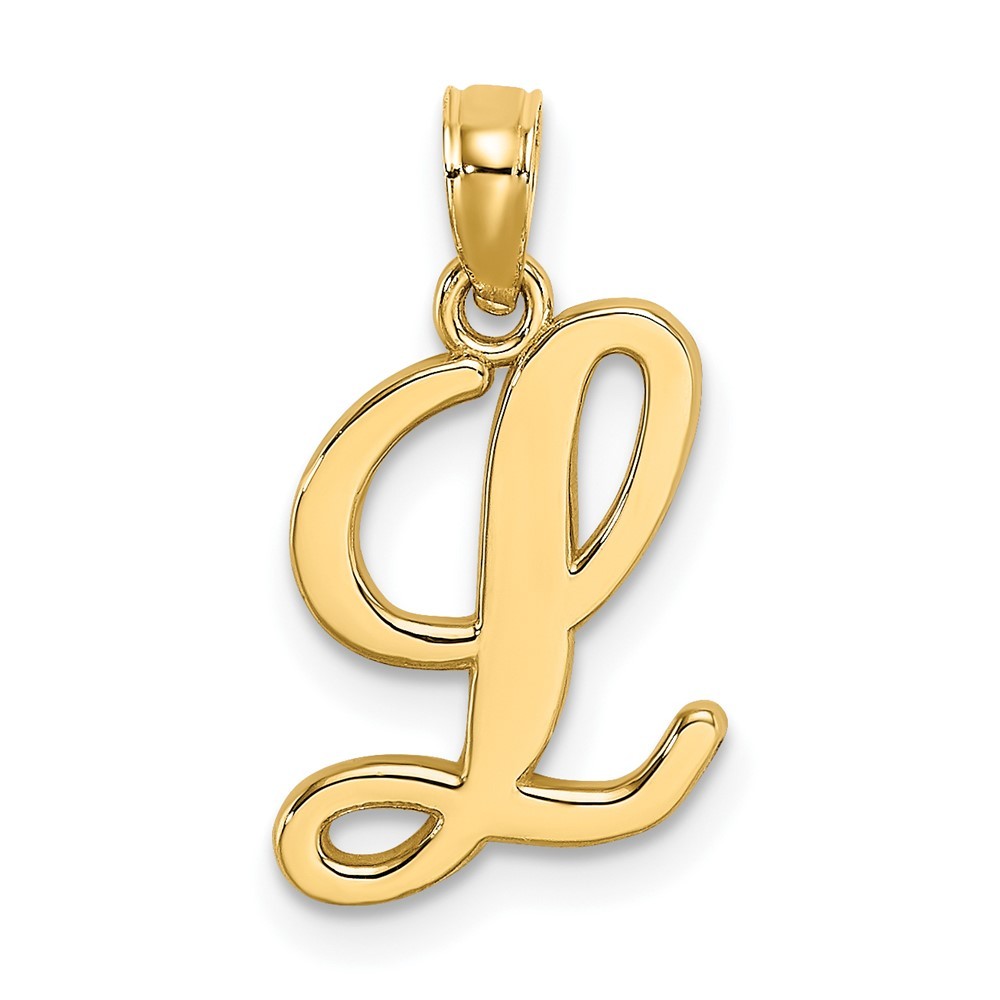 10K Yellow Gold Polished L Script Initial Charm Pendant L-20.6 mm