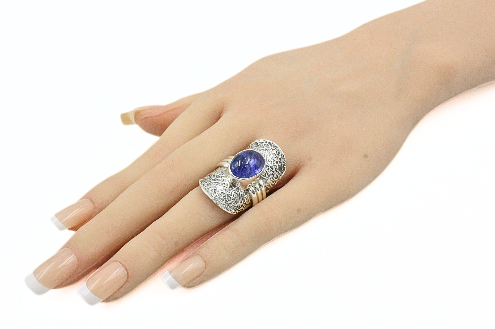 Statement Signed Sterling Silver Lavander Tourmaline Cocktail Ring Sz 7.