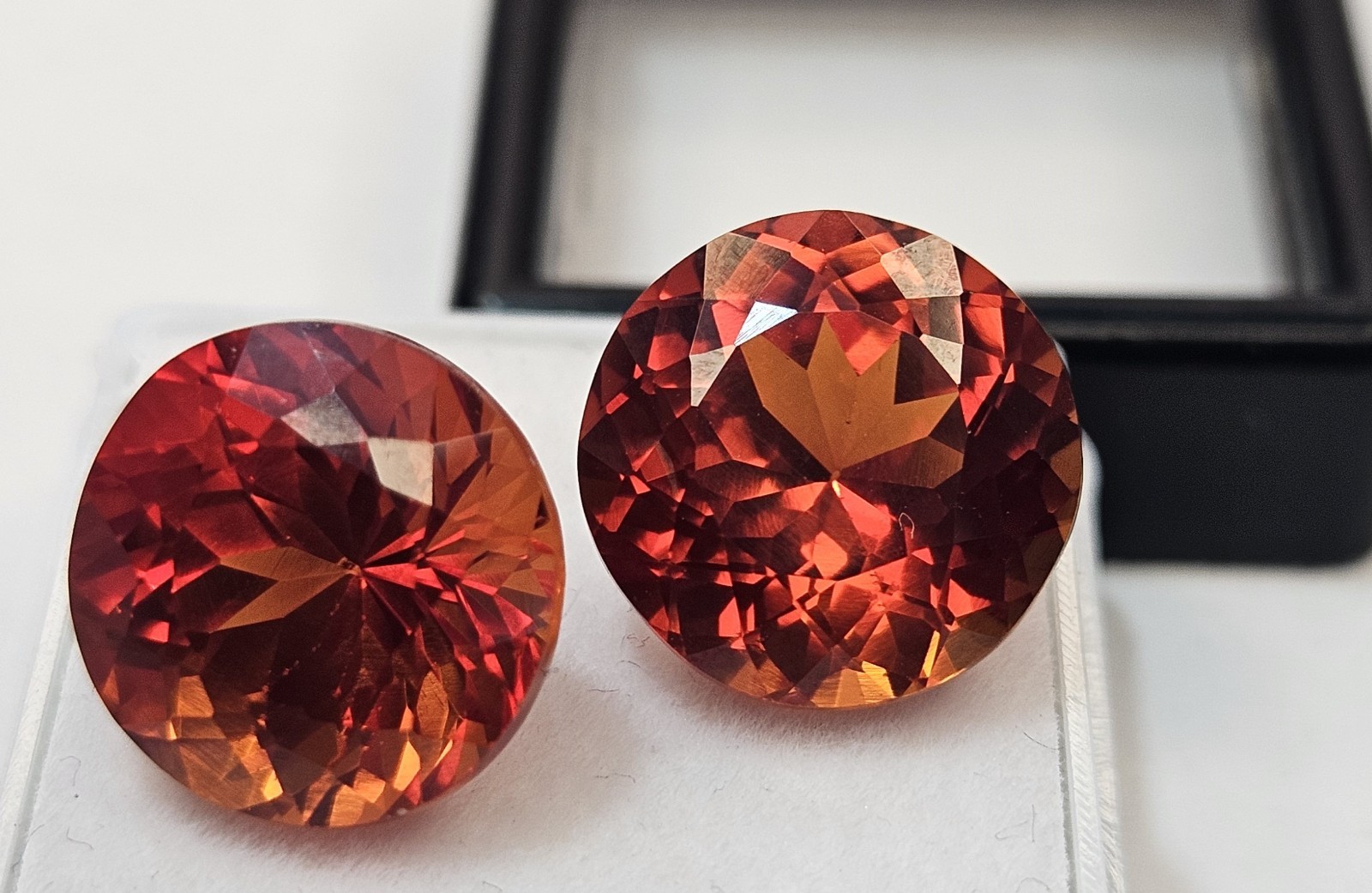 Pair Natural Round Cut Padparadscha Sapphire 21-23Ct Gemstone For Earring Making