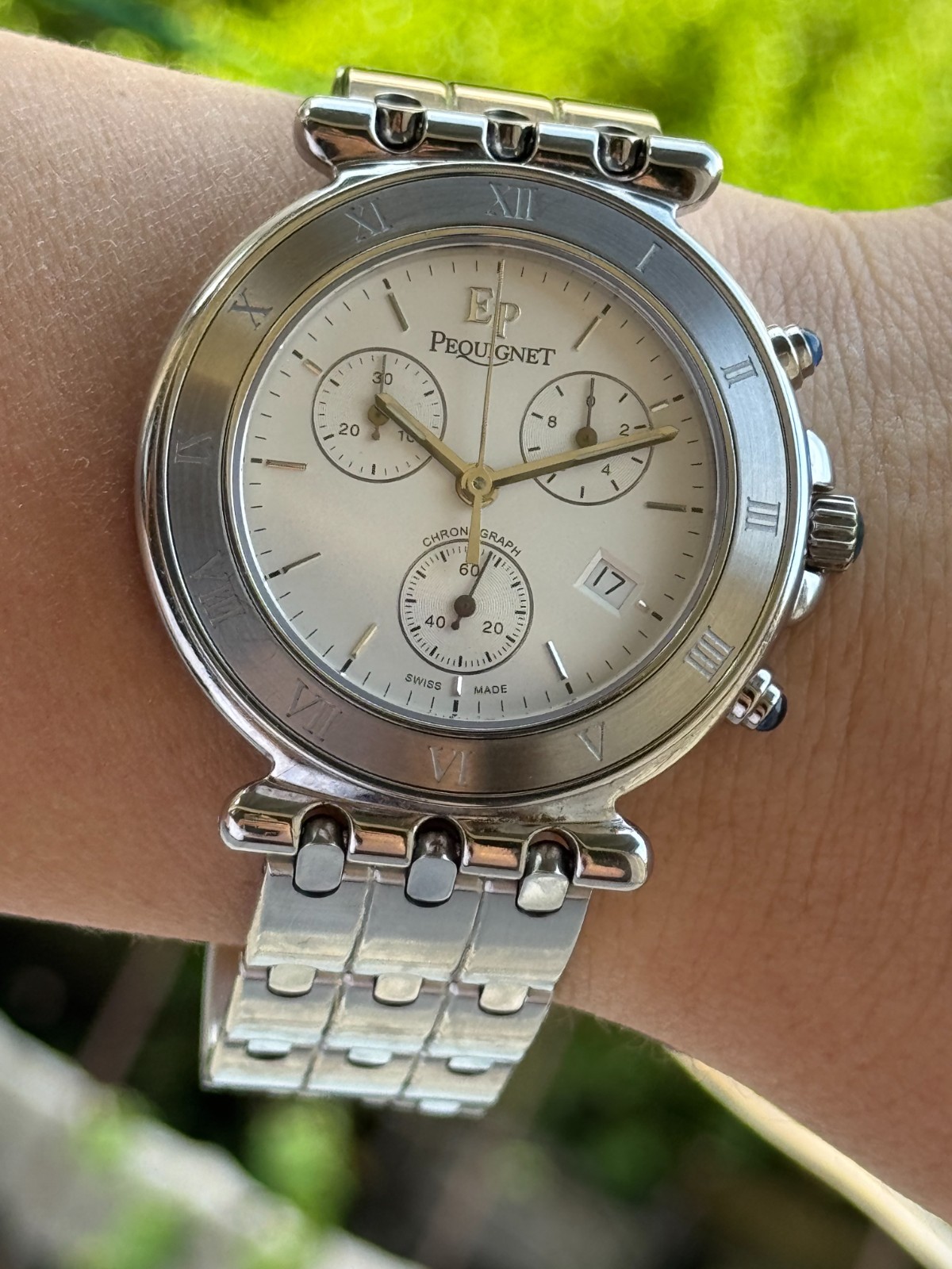 Pequignet Moorea Classique Chronograph Watch Quartz Mens 42mm Swiss 1350433