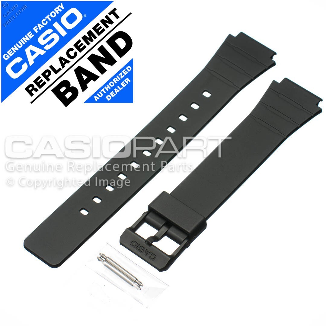 Genuine Casio Replacement Black Watch Band + Pins f/ W-217 W127H W217H-1 W217H-3