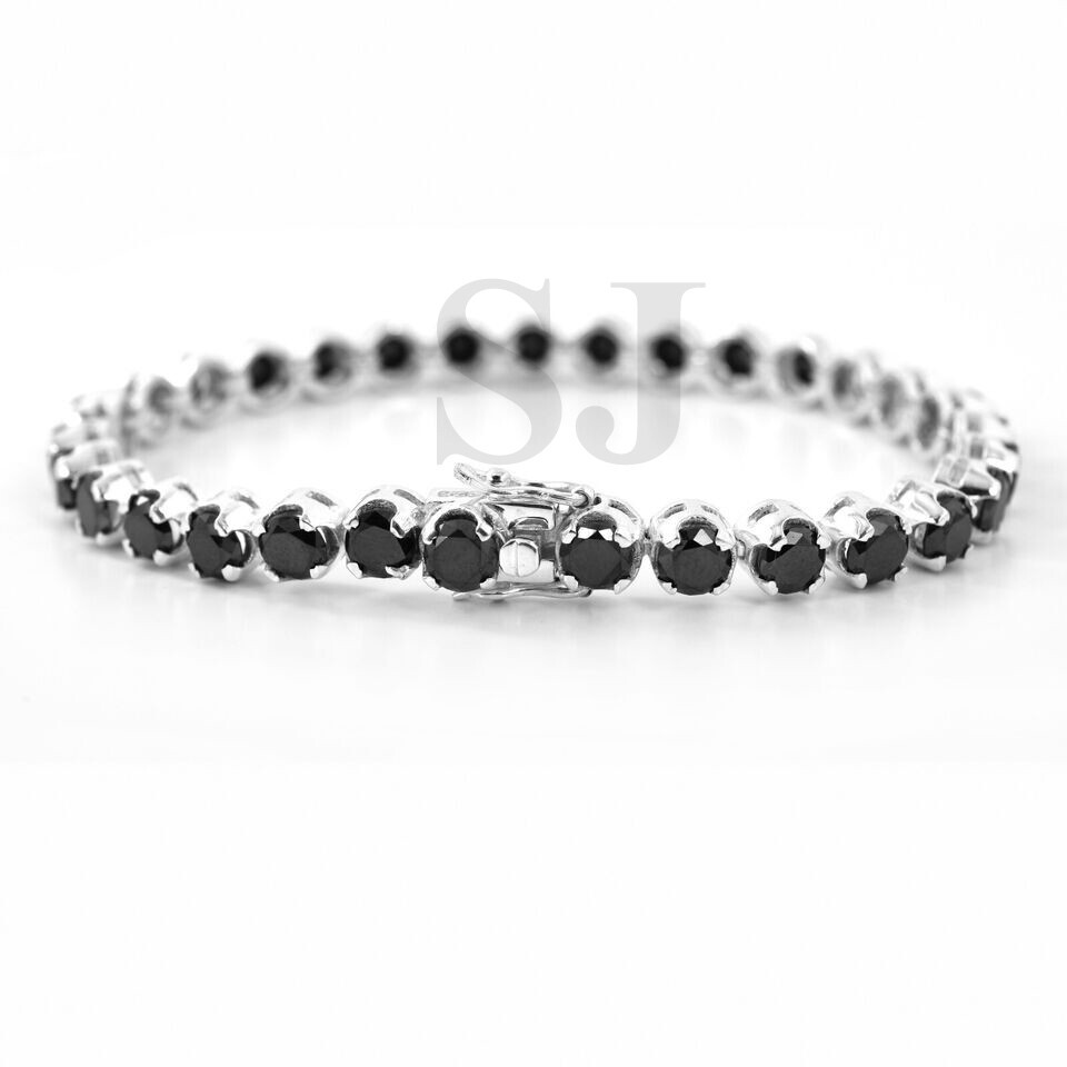 5 mm Black Diamond Tennis Bracelet 23 Ct, 925 Silver, Great Luster, Unisex Gift