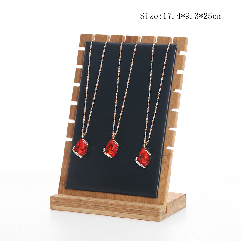 Bamboo Jewelry Pendant Necklace Display Holder Rack Organizer Storage Case