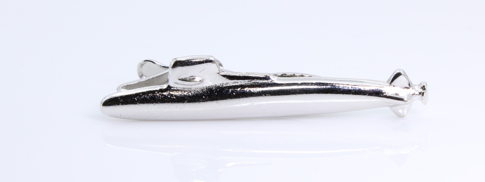 Vintage Silver Tone Submarine Tie Clip Bar Navy Military Nautical Memorabilia