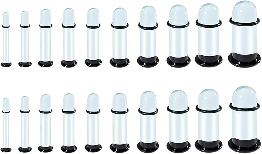 20PCS Glass Ear Stretching Kit – Dead Stretching Kit with Single Flare Plugs,