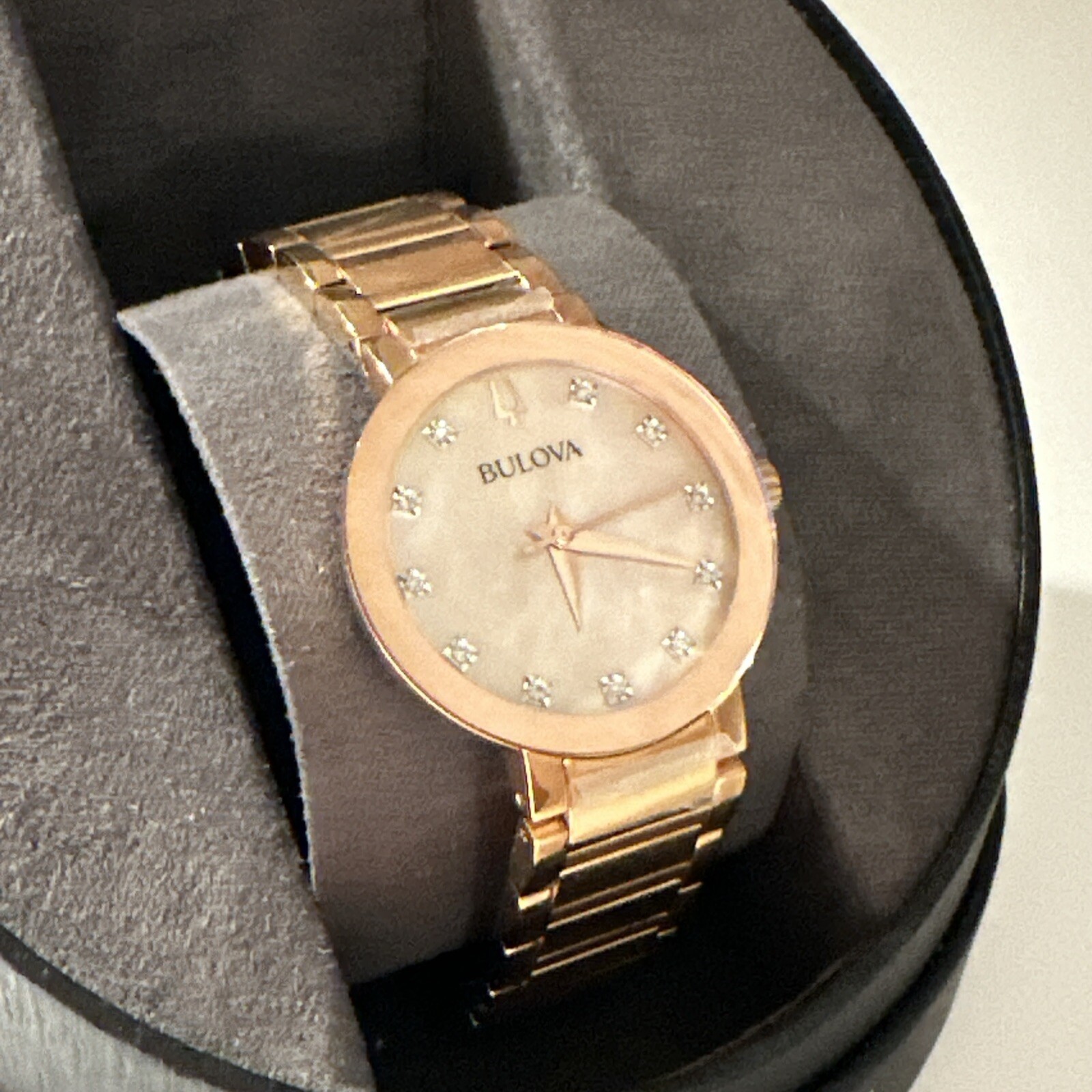 Bulova Women’s Diamond Accent Rose Gold Watch 30MM 97P132