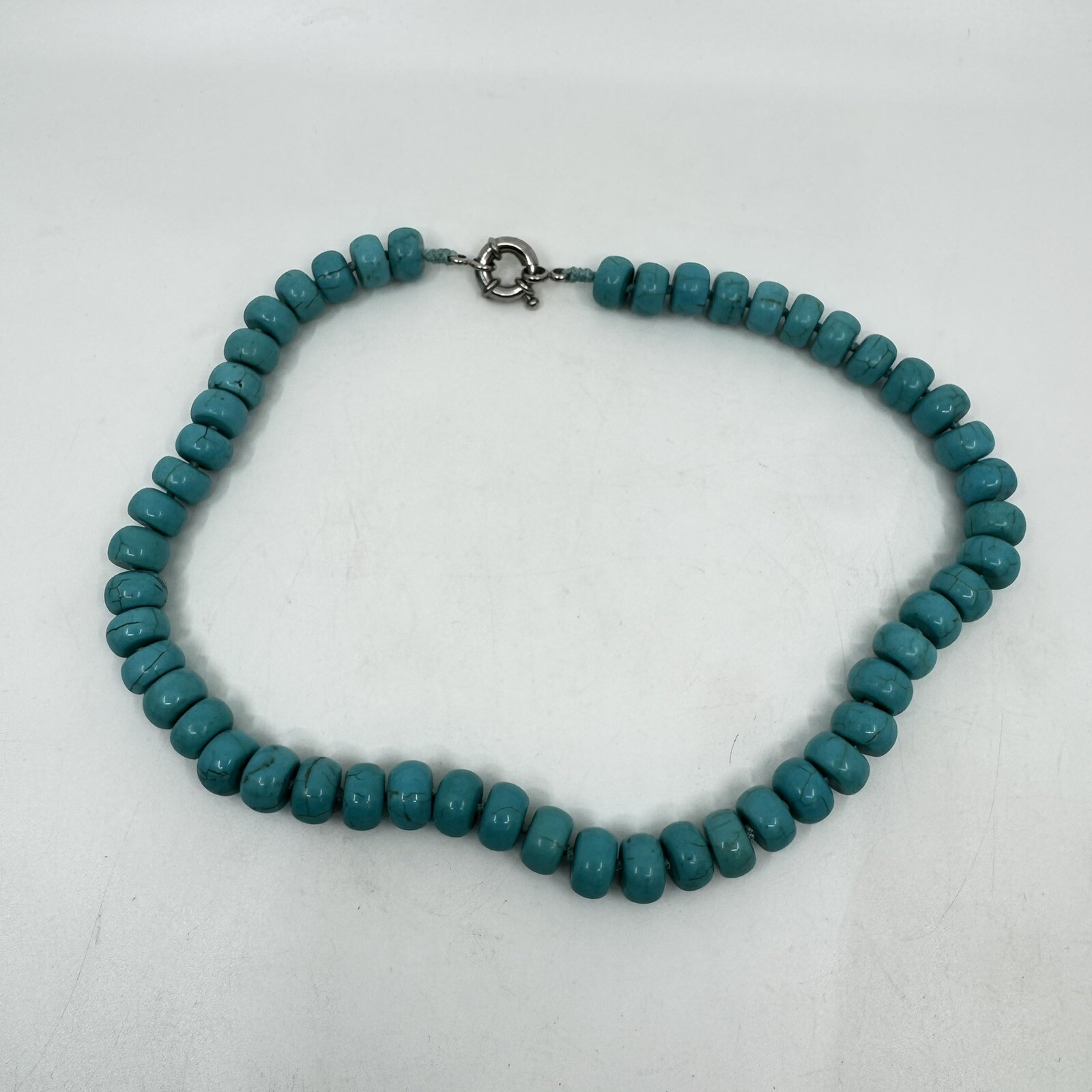 Knotted Turquoise Dyed Howlite Necklace 12.3mm 18”