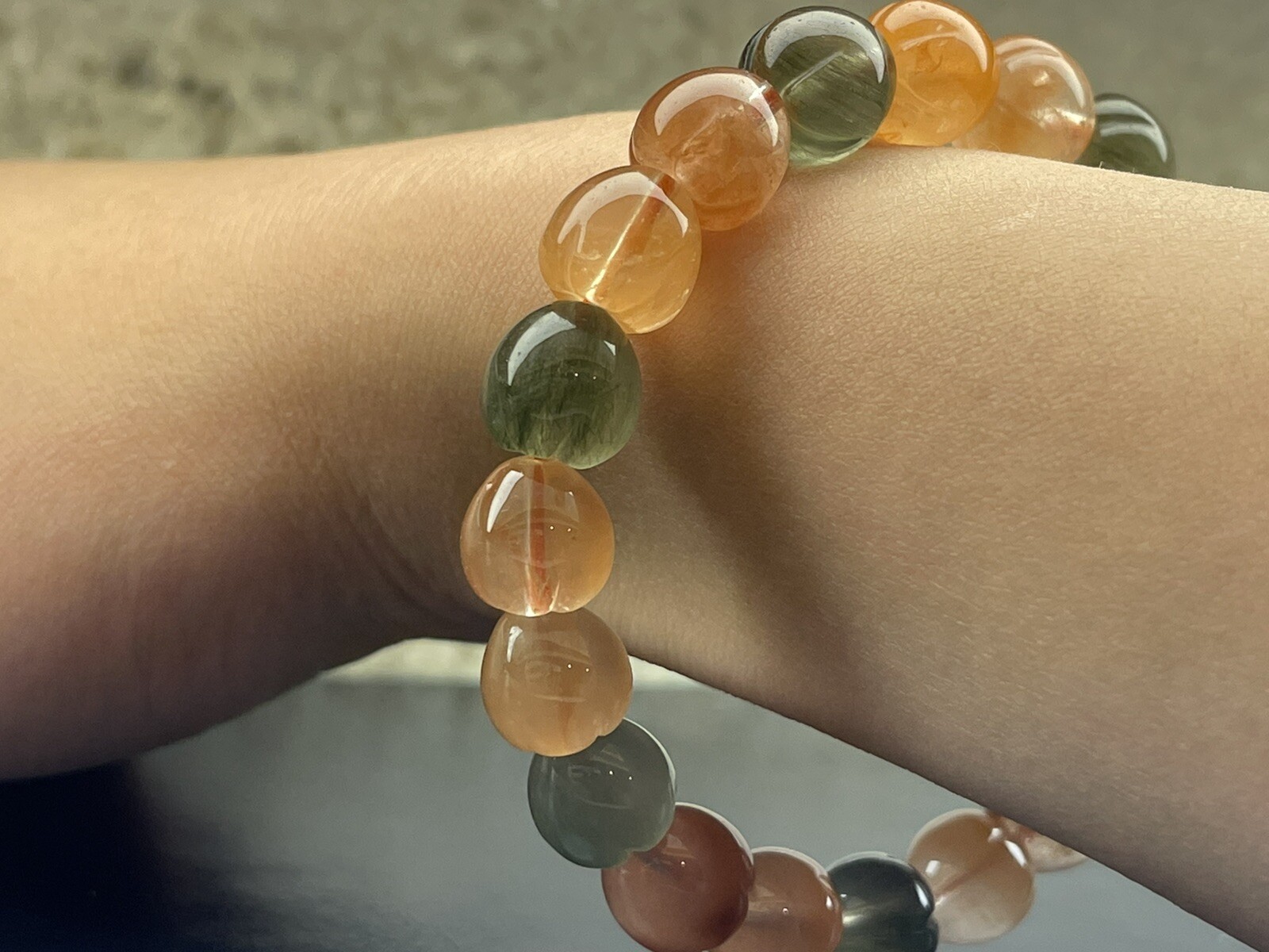 Top Quality Natural Multicolor Rabbit Hair Quartz Crystal Beads Bracelet 10.7mm